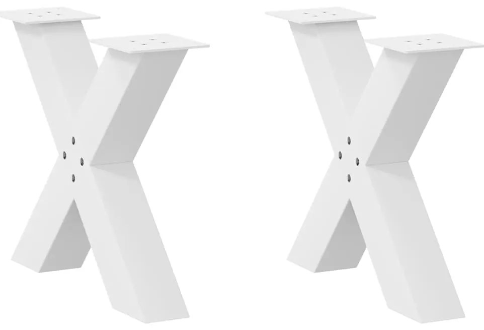vidaXL Pés para mesa de centro em formato de X, 2 peças, branco, 60x (42-43) cm, aço