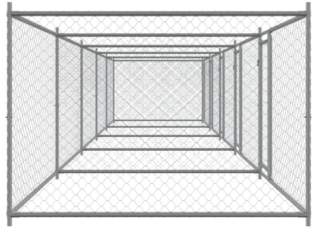 Jaula para cão com portas 10x2x1,5 m aço galvanizado cinzento