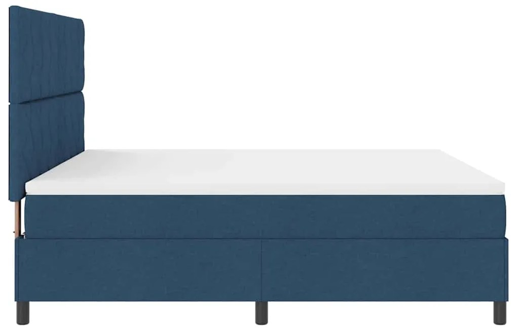 Cama Box Spring com Colchão e Luz LED - Azul, 180x200 cm, Tecido
