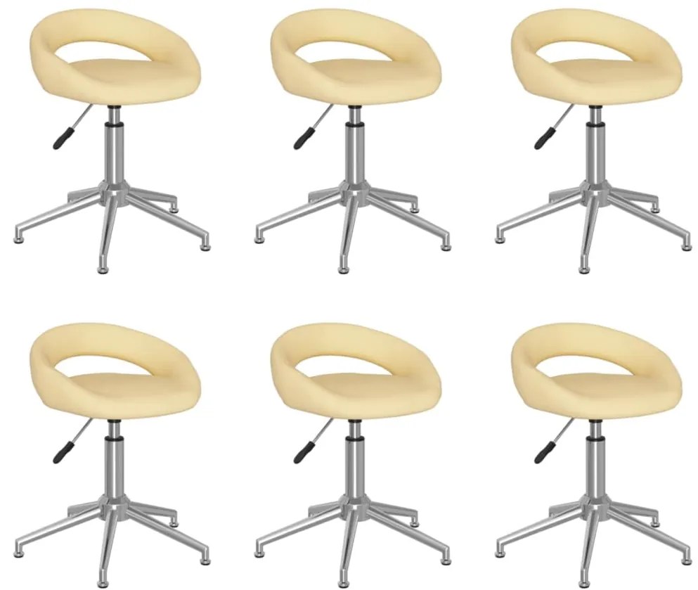 vidaXL Cadeiras de jantar giratórias 6 pcs couro artificial cor creme