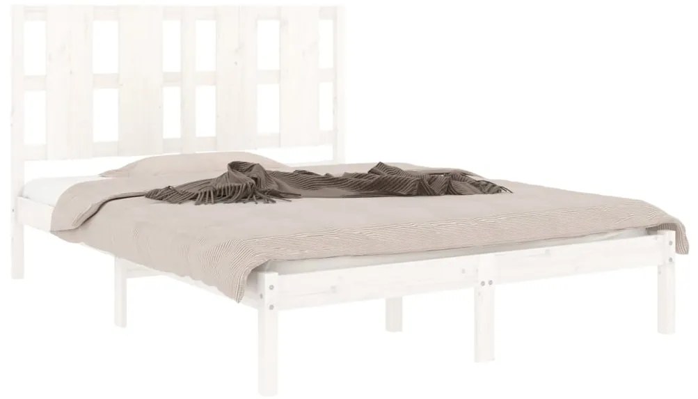 Cama sem colchão 140x200 cm madeira de pinho maciça branco