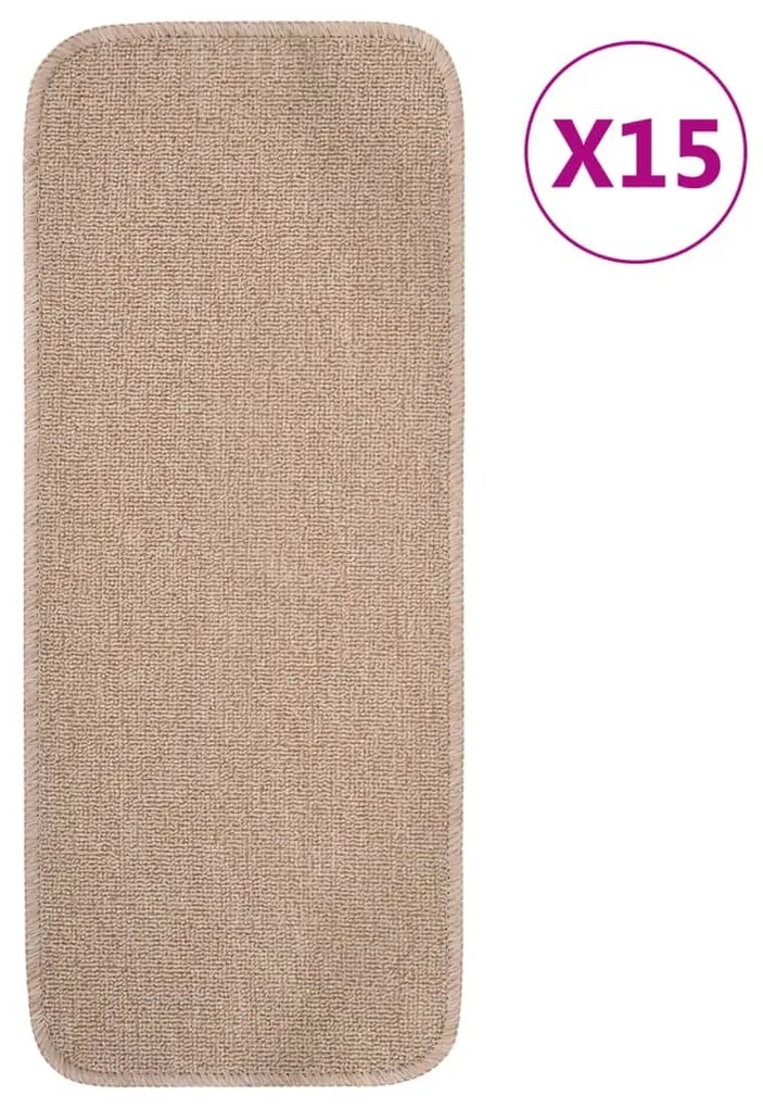 vidaXL Tapetes antiderrapantes retang. p/ escadas 15 pcs 60x25 cm bege