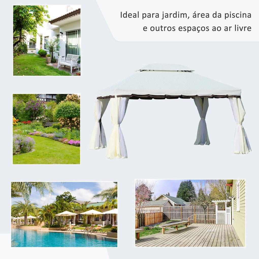 Pérgola de Jardim 390x290 cm Pérgola de Alumínio com Teto de Ventilaçã