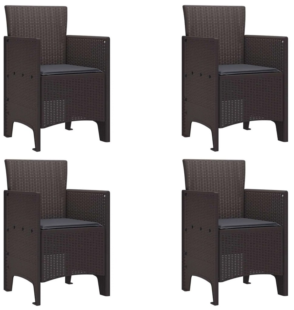 vidaXL Cadeira de Jardim 4 pcs Castanho 53 x 49 x 85 cm Polipropileno