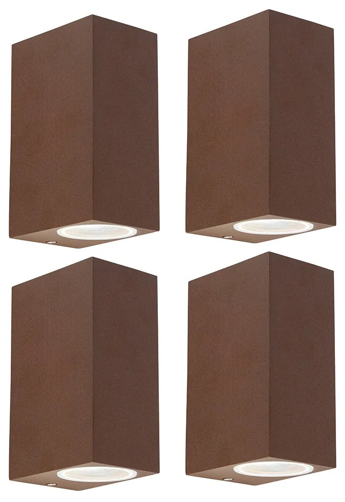 Conjunto de 4 Apliques Marrom Ferrugem 2-luzes IP44 - Baleno I Industrial