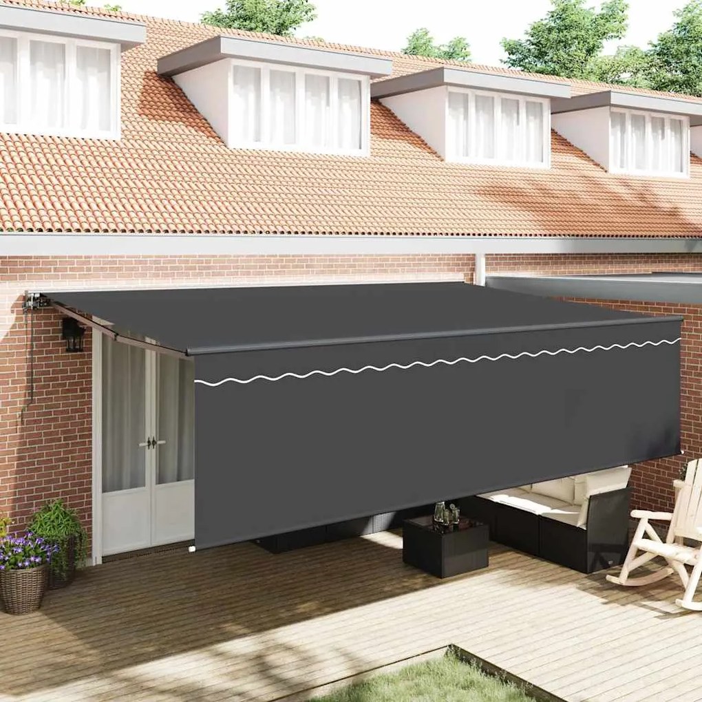 vidaXL Toldo Retrátil Antracite 500 × 300 cm Poliéster e Alumínio