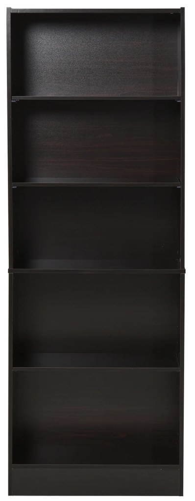 HOMCOM Estante para Livros de 5 Níveis com Prateleira Ajustável e Desenho Anti-Tombo Estante de Armazenamento para Sala de Estar Estúdio Escritório 63x29,5x176 cm Preto