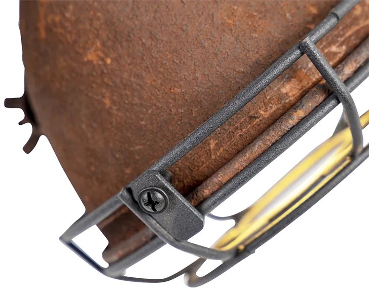 Foco industrial castanho enferrujado com madeira inclinável 2 luzes - Gina