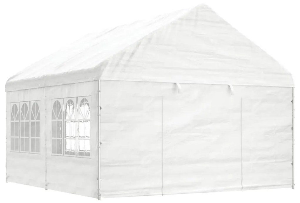 vidaXL Gazebo com telhado 4,46x4,08x3,22 m polietileno branco