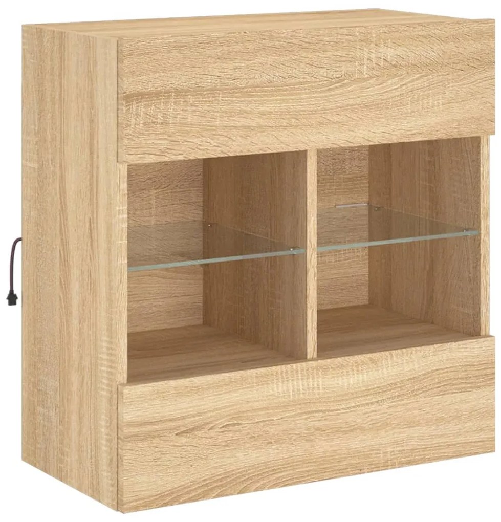 Móvel parede p/ TV c/ luzes LED 58,5x30x60,5cm carvalho sonoma