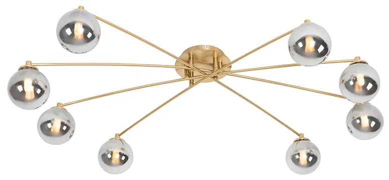 Candeeiro de teto moderno dourado 8 luzes vidro fumê - ATHENS Moderno,Art Deco