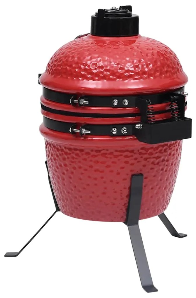 Churrasqueira/defumador Kamado 2-em-1 cerâmica 56 cm vermelho