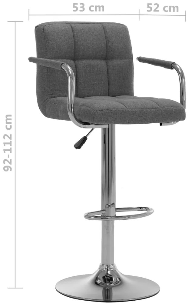 Cadeiras de bar 2 pcs tecido cinzento-claro