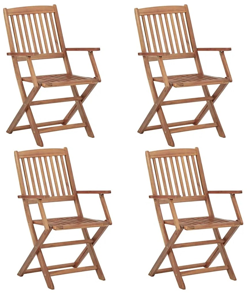 Cadeiras de jardim dobráveis c/ almofadões 4 pcs acácia maciça