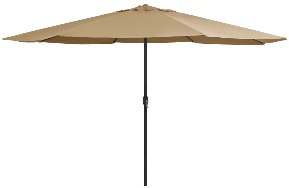 vidaXL Guarda-sol de jardim c/ poste metal 390 cm cinzento-acastanhado