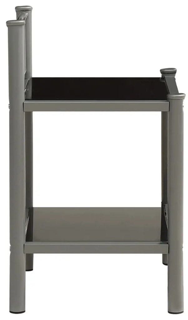 Mesas de cabeceira 2 pcs metal cinzento e vidro preto