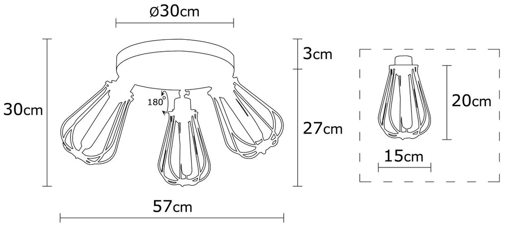 Candeeiro de Teto Fetiye – Preto e Dourado – Diâmetro 57 cm, Altura 30