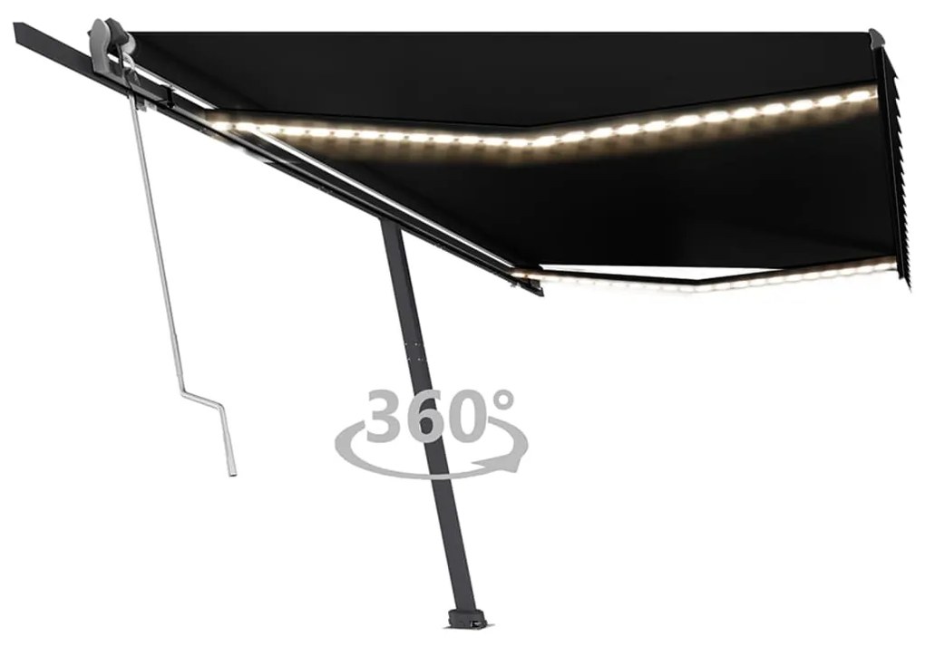 vidaXL Toldo automático com LED e sensor de vento 500x350 cm antracite