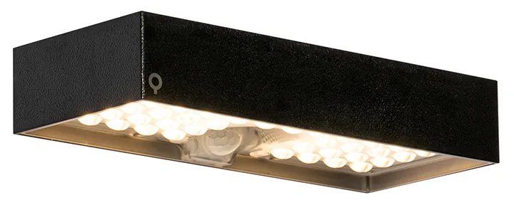 Candeeiro de Parede Exterior Preto com Luz Dimerizável e Sensor Solar - Kayo