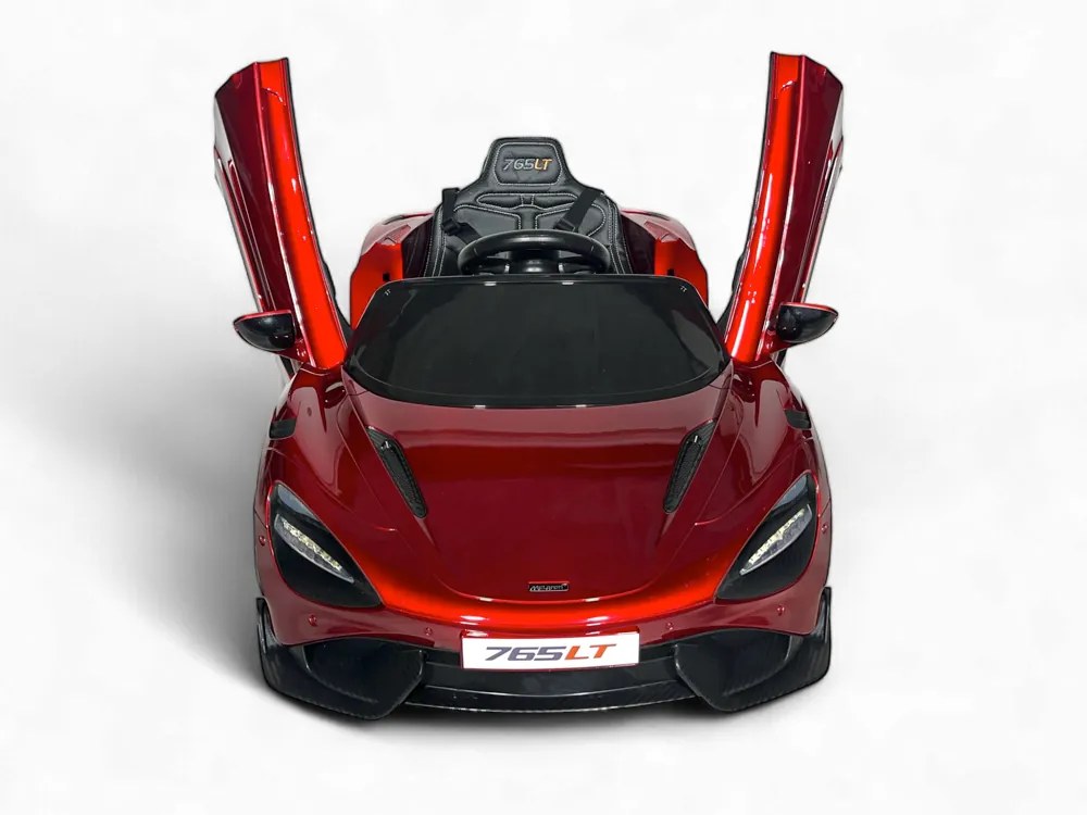 Carro elétrico para crianças McLaren 765LT, 12V pneus de borracha EVA, assento em pele artificial Vermelho