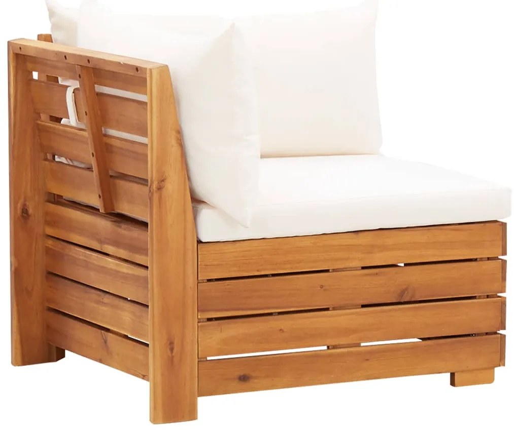 8 pcs conjunto lounge jardim c/ almofadões acácia branco nata