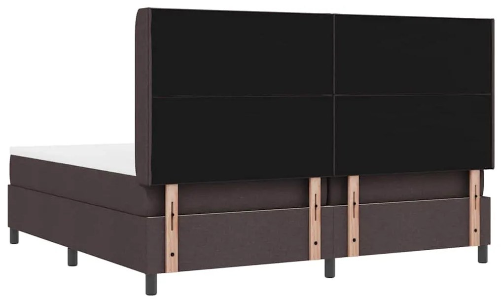 Cama Box com Colchão e LED Castanho Escuro 200x200 cm em Tecido