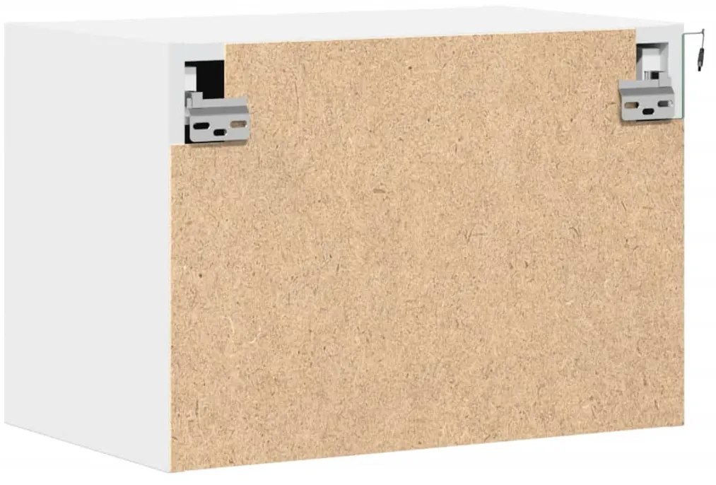Mesas de cabeceira de parede com luzes LED 2 pcs branco