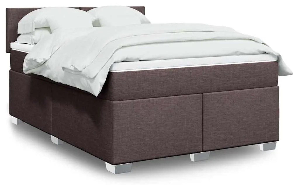 Cama com molas/colchão 140x190 cm tecido castanho-escuro