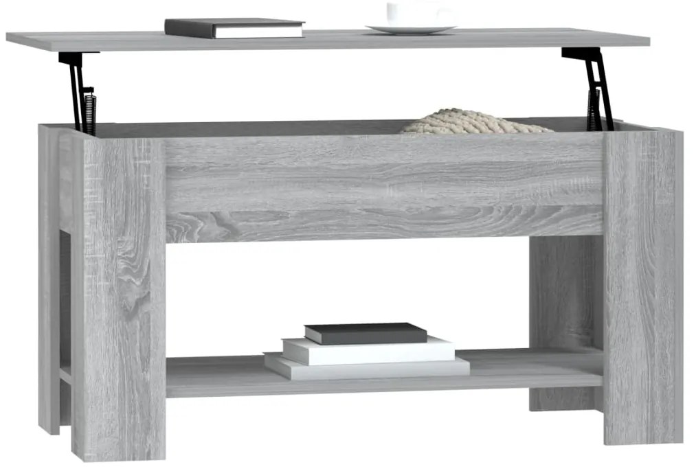 Mesa de centro 101x49x52cm derivados de madeira cinzento sonoma