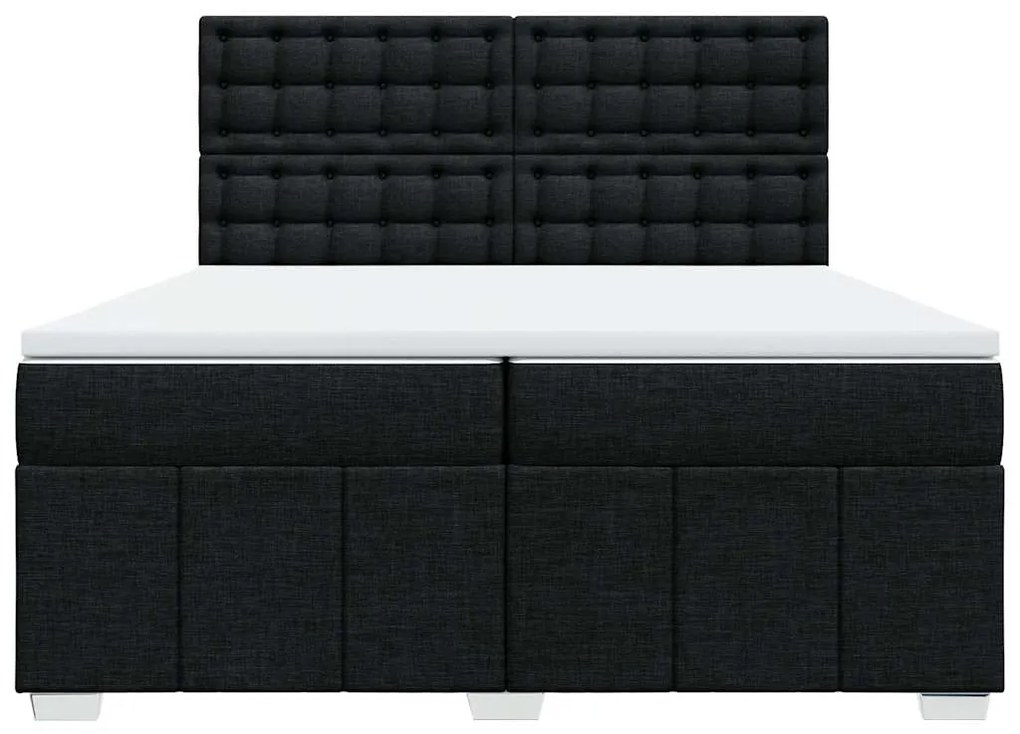 Cama com molas/colchão 200x200 cm tecido preto