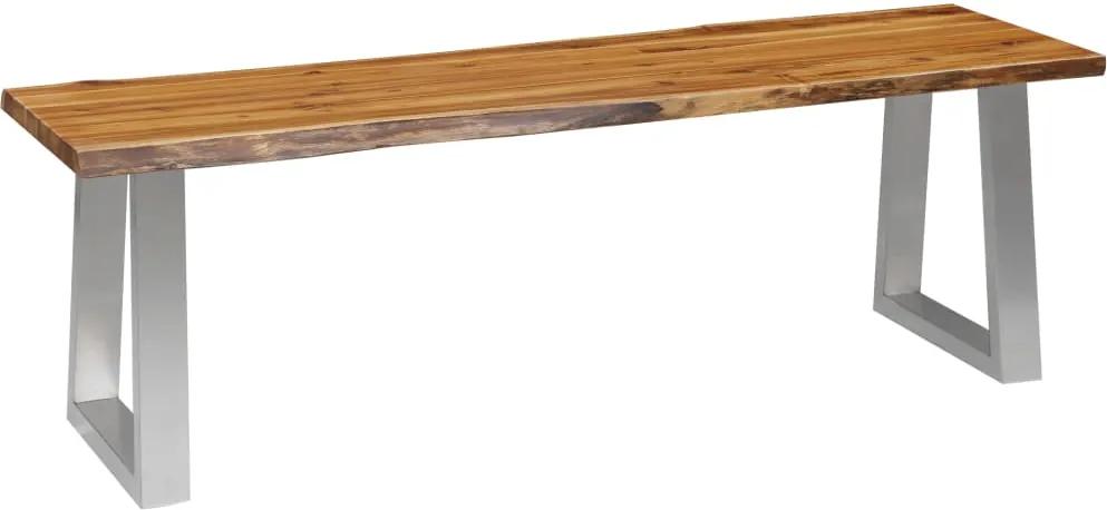 Banco 140 cm madeira de acácia maciça e aço inoxidável