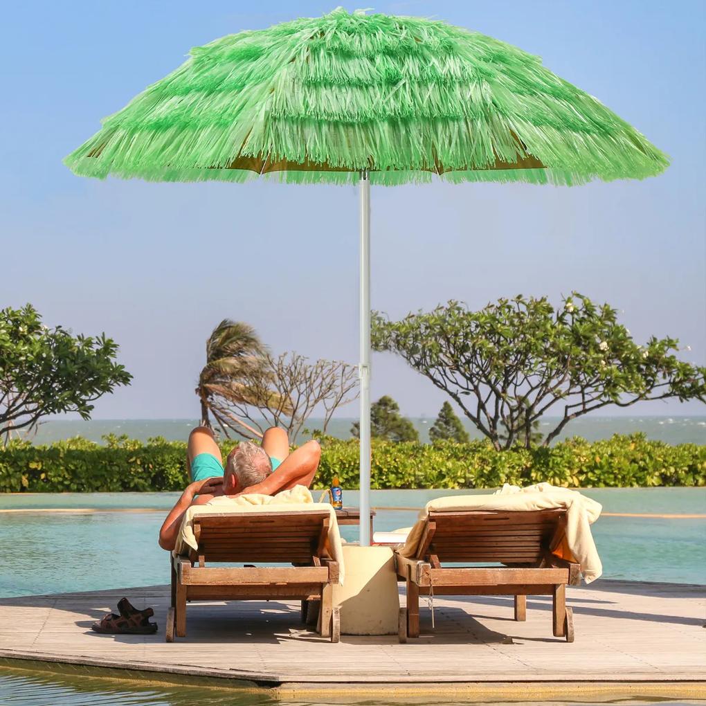 Guarda-sol de praia com ângulo de inclinação ajustável 8 varetas portáteis para piscina de pátio 200 m verde