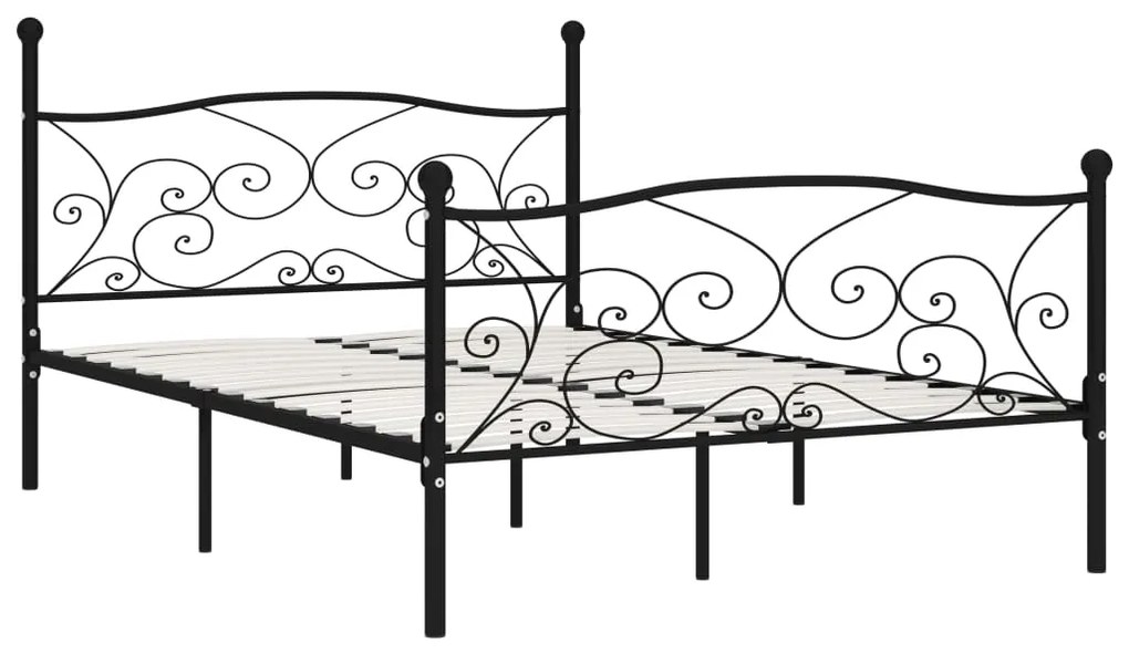 Estrutura de cama com estrado de ripas 120x200 cm metal preto