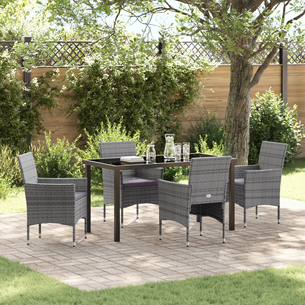vidaXL Conjunto de Jantar de Jardim 5 Peças Cinza Rattan PE