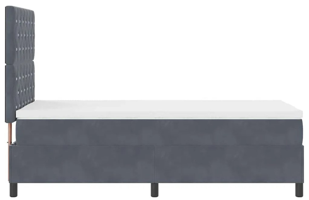 Camas Box Spring vidaXL com Colchão e LED Cinza Escuro 100x200 cm Velu