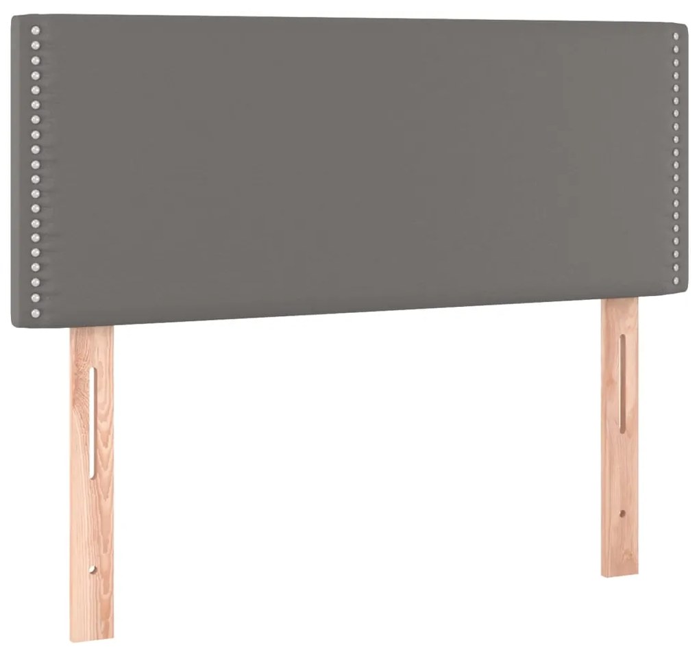 Cama boxspring com colchão 120x190 cm couro artificial cinzento