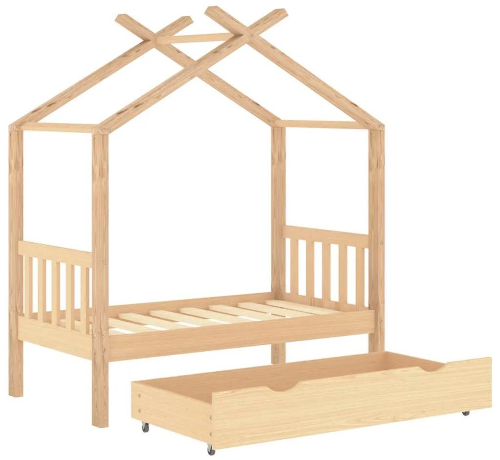 Estrutura de cama para criança c/ gaveta 70x140 cm pinho maciço