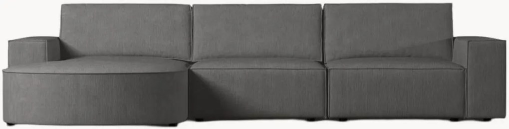 Sofá de canto em bombazina Carlo Rounded (4 lugares)