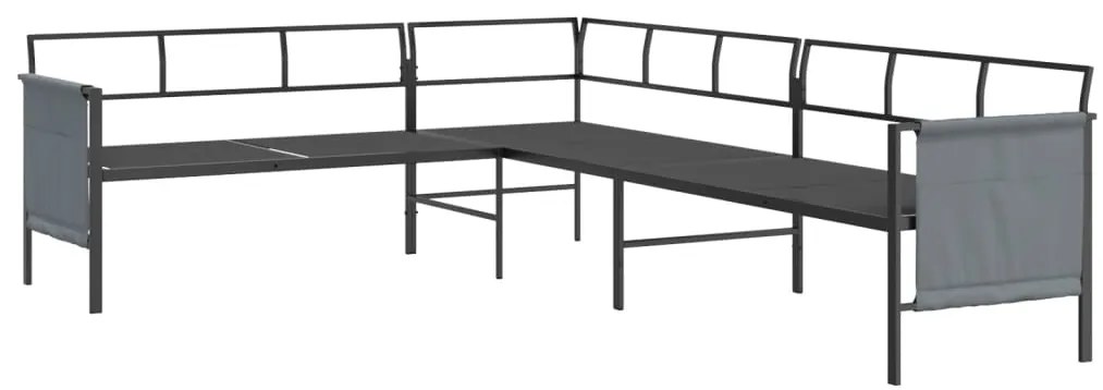 2 pcs conjunto lounge de jardim aço antracite