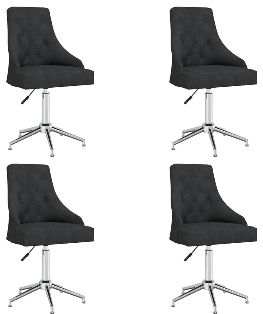 vidaXL Cadeiras de jantar giratórias 4 pcs tecido preto