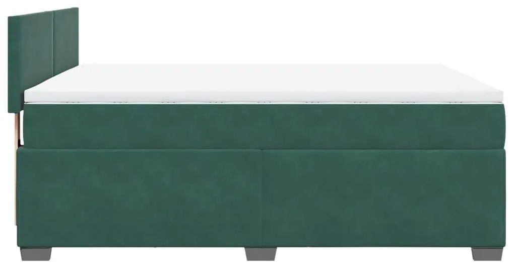 Cama com molas/colchão 160x200 cm veludo verde-escuro