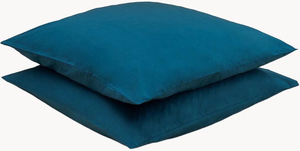 Fronhas em percal de algodão Petrol Blue, conjunto de 2