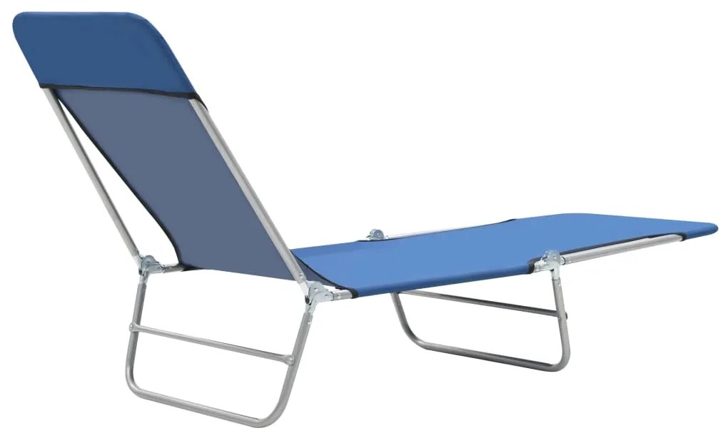 Espreguiçadeiras dobráveis 2 pcs aço e tecido azul