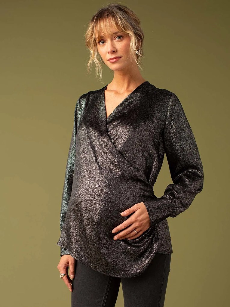 Blusa traçada para grávida, efeito irisado ENVIE DE FRAISE preto