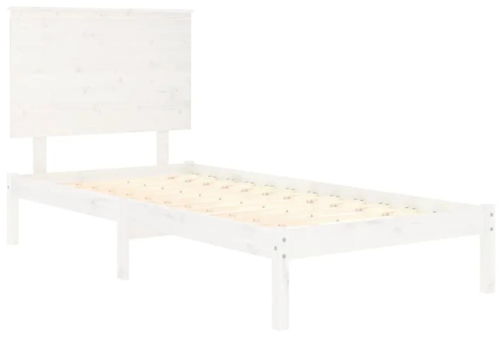 Estrutura cama de solteiro 90x190 cm madeira maciça branco