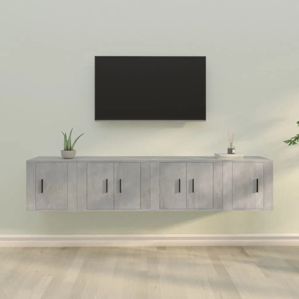 vidaXL Conjunto móveis de TV 4 pcs madeira processada cinzento cimento