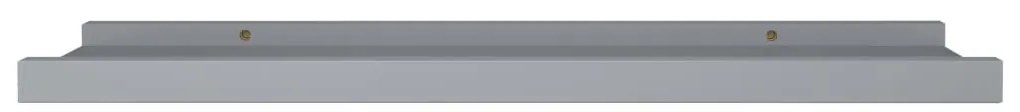 Unidade de prateleiras com rebordo 2 pcs 60x9x3 cm MDF cinzento