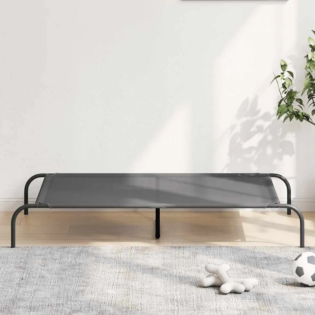 Cama para cães elevada 130x80x20 cm Textilene e aço cinzento
