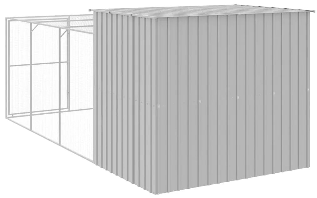 Casota cães c/ parque 214x457x181 cm aço galvaniz. cinza-claro