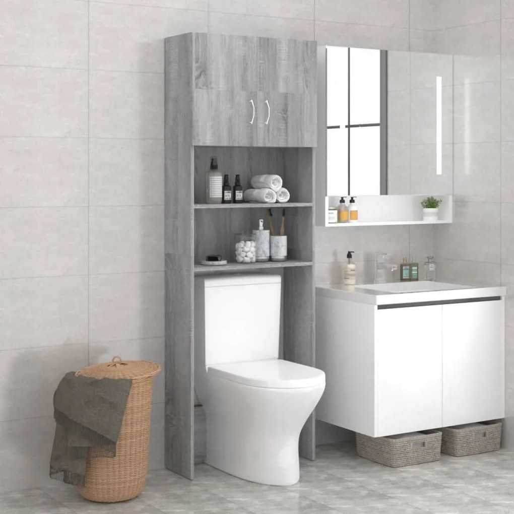 vidaXL Armário máquina de lavar roupa 64x25,5x190 cm cinzento sonoma